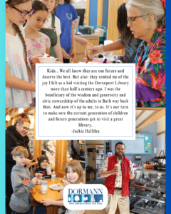 library images with a quote from Jackie Hallifax